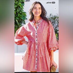 New in original bag Printfresh Rosalita Gingham red dress. Size large.